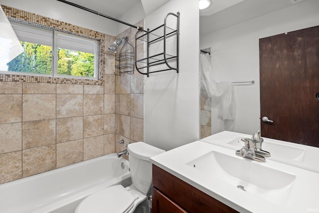 full bathroom featuring vanity, toilet, and shower / bath combo