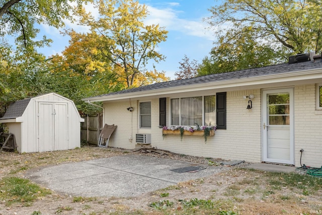 exterior space with a storage unit