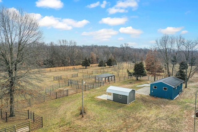 bird's eye view featuring a rural view