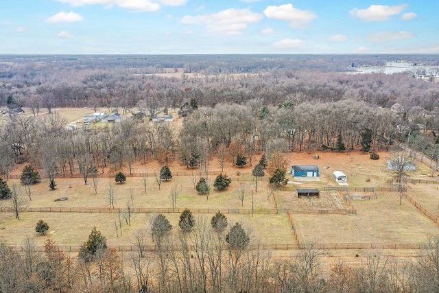 bird's eye view with a rural view