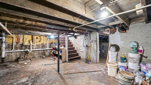 basement featuring water heater