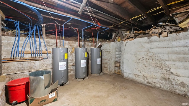 utility room featuring water heater