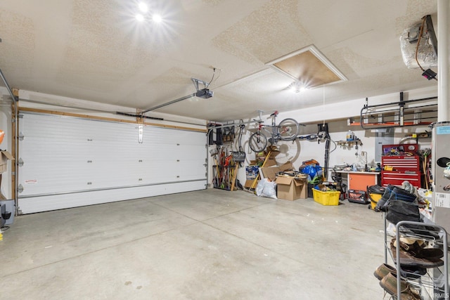 garage with a garage door opener