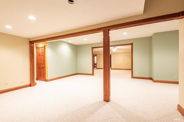 basement with carpet floors