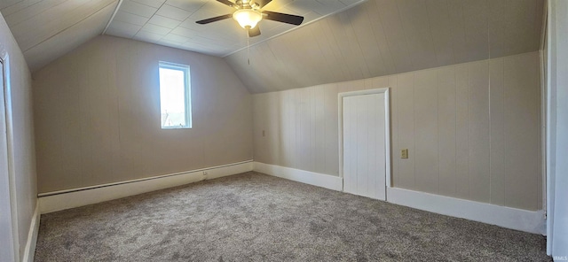 519 W 5th St, Mount Carmel, IL 62863 - additional living space with vaulted ceiling, carpet flooring, and ceiling fan