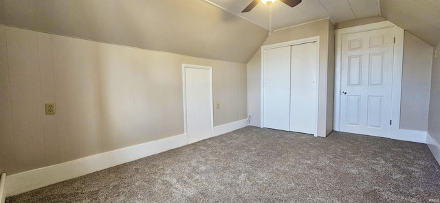 519 W 5th St, Mount Carmel, IL 62863 - bonus room featuring lofted ceiling, ceiling fan, and carpet