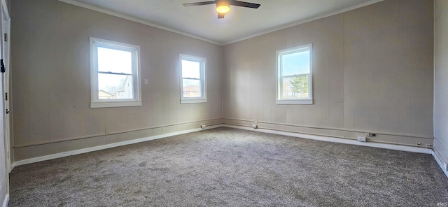 519 W 5th St, Mount Carmel, IL 62863 - carpeted spare room with crown molding and ceiling fan