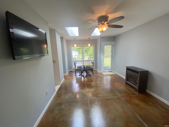 office featuring a skylight and ceiling fan