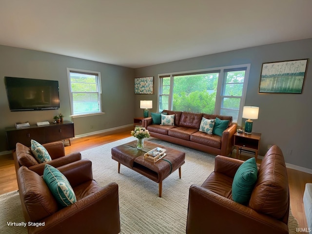 living room featuring light hardwood / wood-style floors