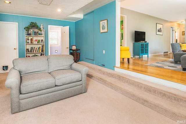 living room with hardwood / wood-style flooring