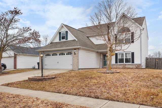 front facade with a garage