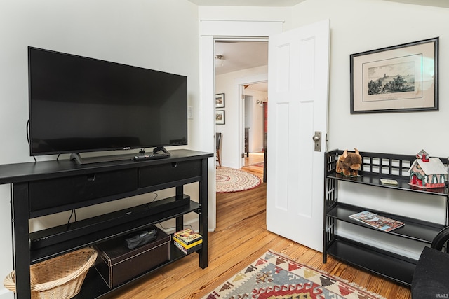 living room with hardwood / wood-style floors