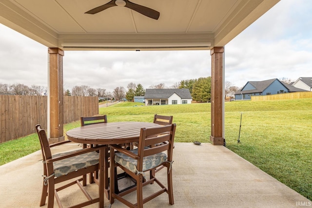 view of patio / terrace featuring ceiling fan