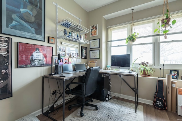 office space featuring hardwood / wood-style floors