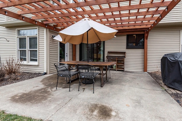 view of patio featuring a pergola and grilling area