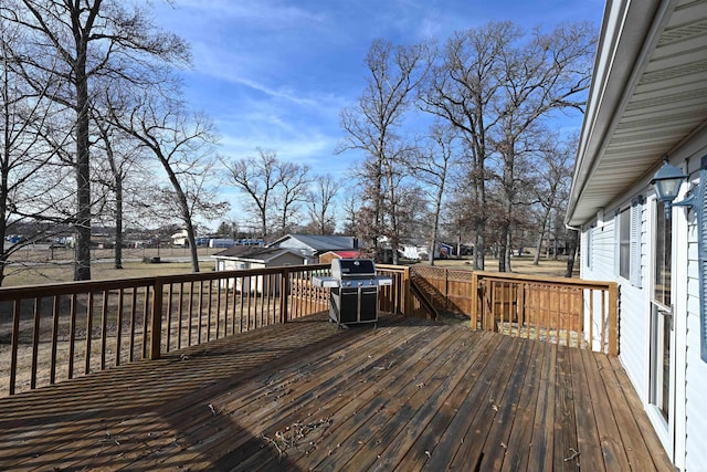 deck featuring grilling area