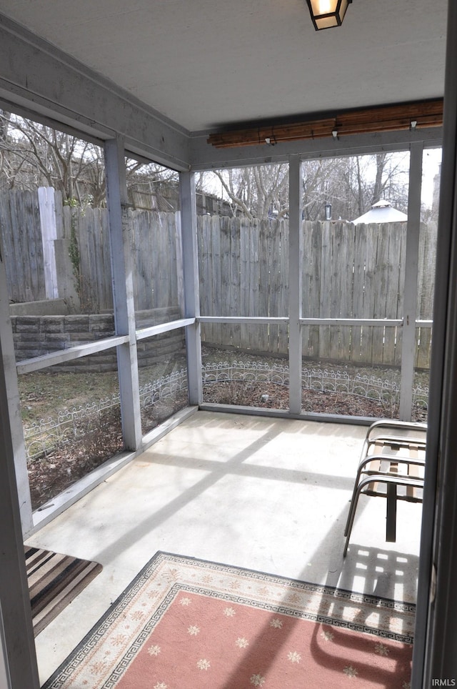 view of unfurnished sunroom