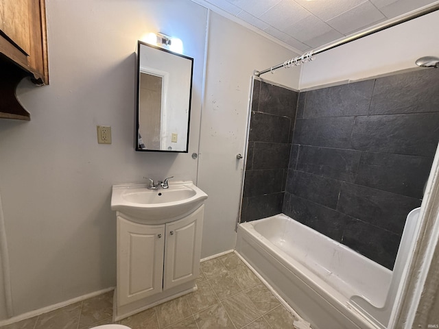 bathroom featuring vanity and bathtub / shower combination