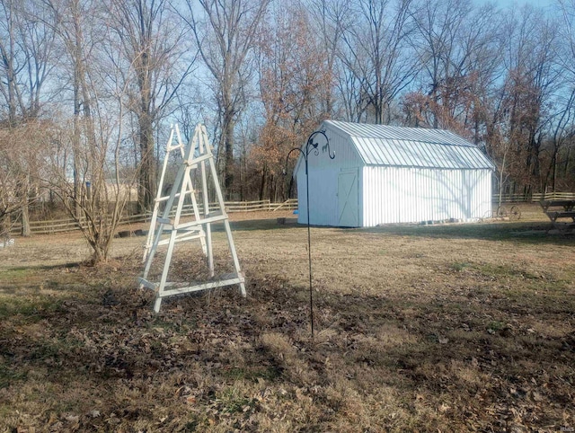 exterior space featuring a storage unit