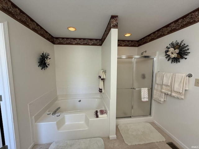 bathroom with independent shower and bath