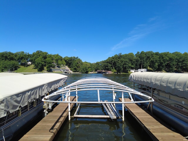 view of dock featuring a water view