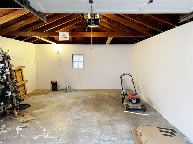 garage with a garage door opener