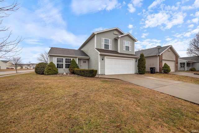 view of front of house featuring a garage and a front lawn