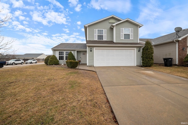 view of front of home with a garage and a front yard