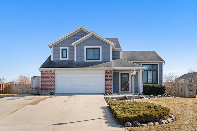 view of front of property with a garage