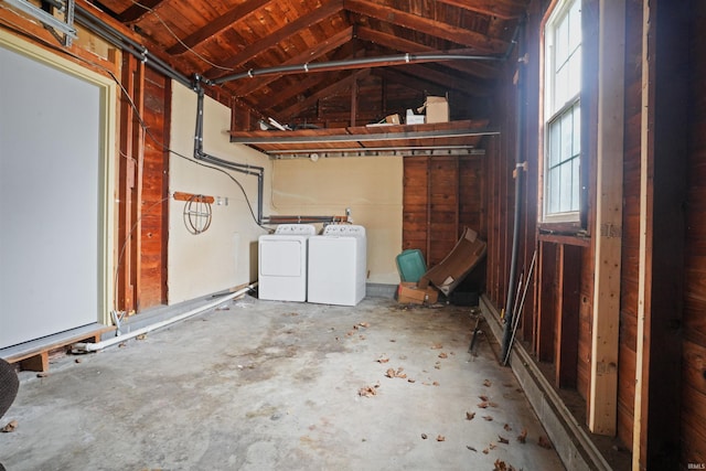 basement with independent washer and dryer