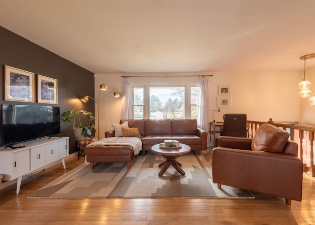 living room featuring light hardwood / wood-style floors