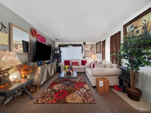 living room with carpet floors