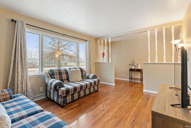 living room with hardwood / wood-style flooring