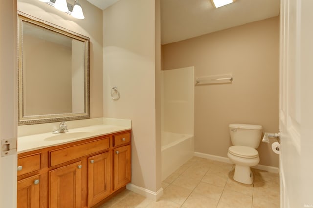 bathroom featuring tile patterned flooring, vanity, and toilet