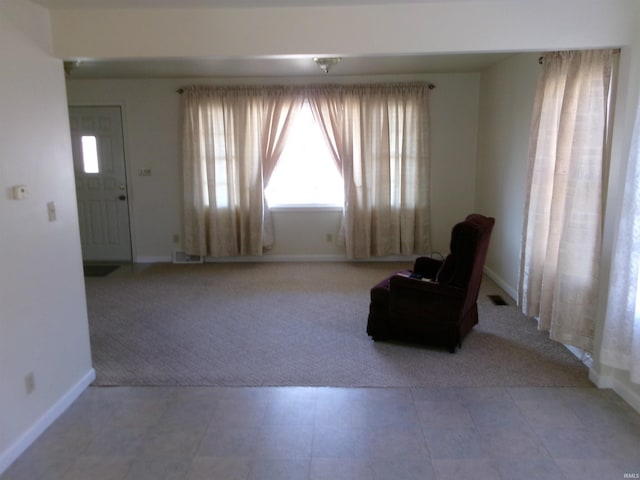 living area with carpet floors