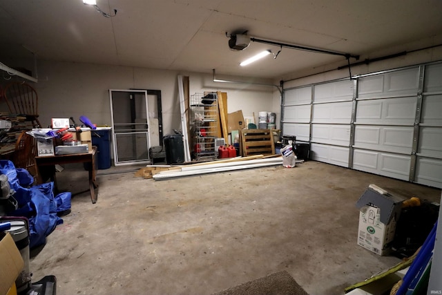 garage with a garage door opener