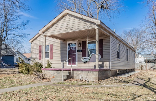 bungalow featuring covered porch