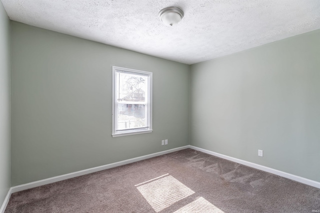 spare room featuring a textured ceiling and carpet flooring