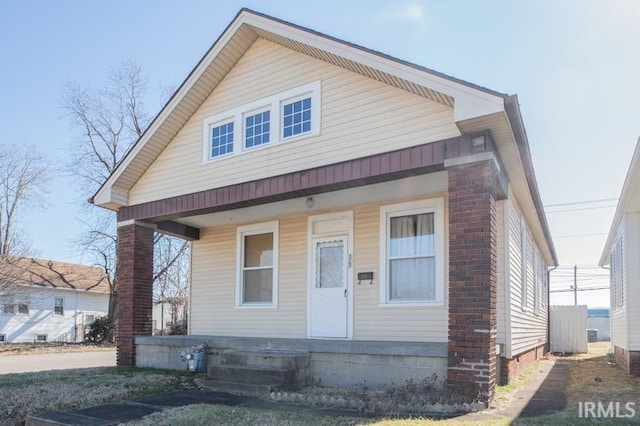 bungalow featuring a porch