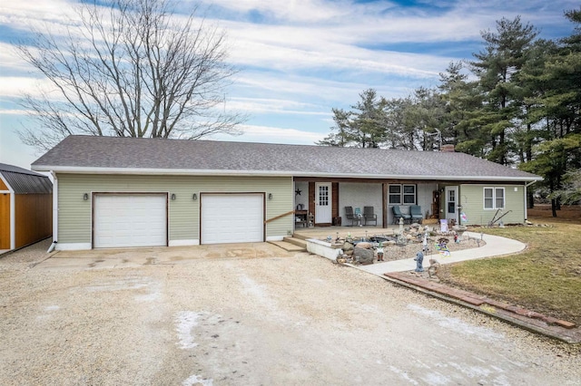 single story home with a garage