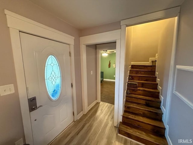 entrance foyer featuring light hardwood / wood-style floors