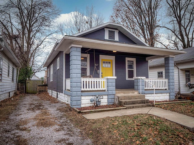 bungalow-style house featuring a porch