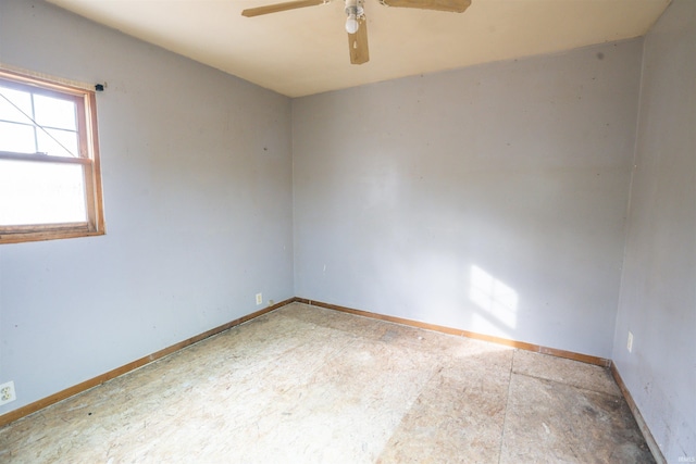 unfurnished room featuring ceiling fan