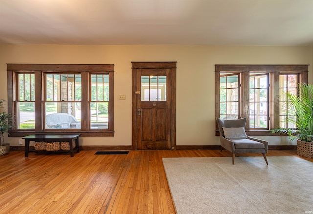 entrance foyer with light hardwood / wood-style floors