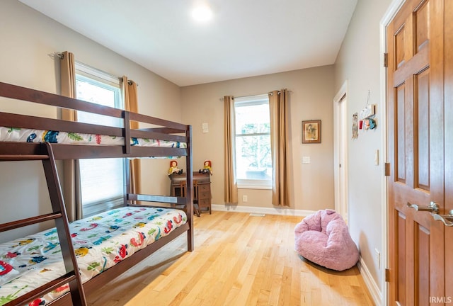 bedroom featuring light hardwood / wood-style floors