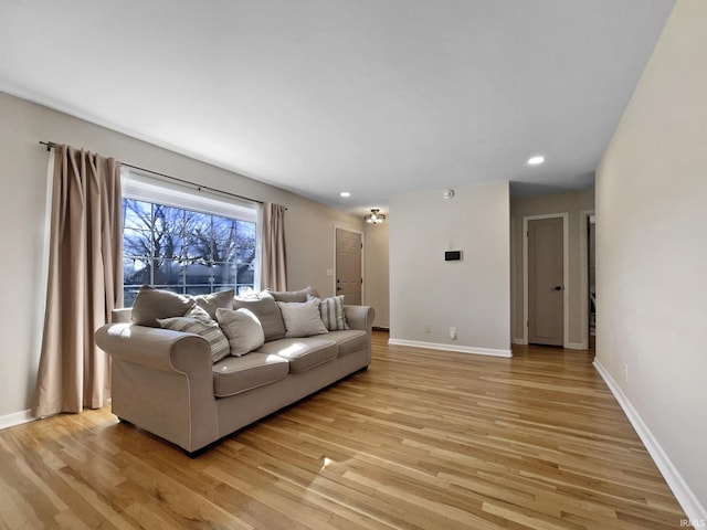 living room featuring light hardwood / wood-style flooring