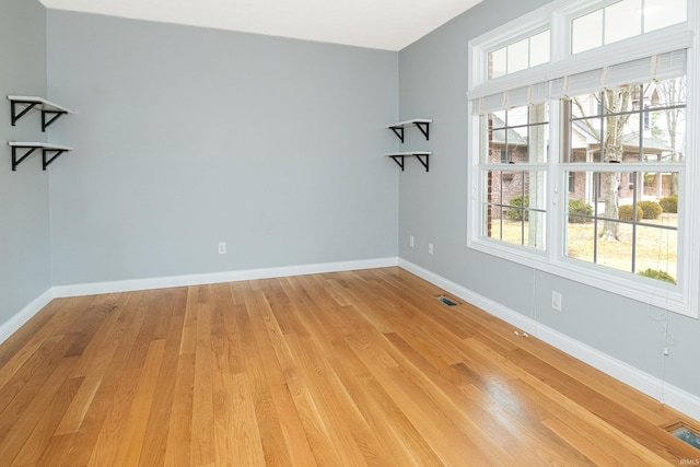 empty room with light hardwood / wood-style floors