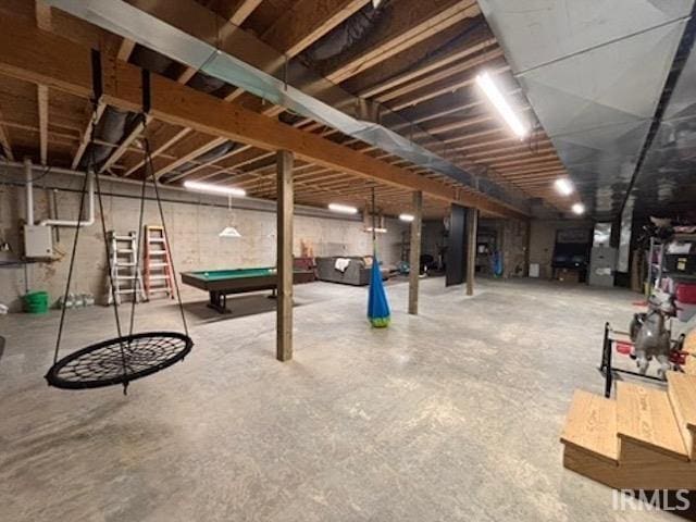 basement with pool table