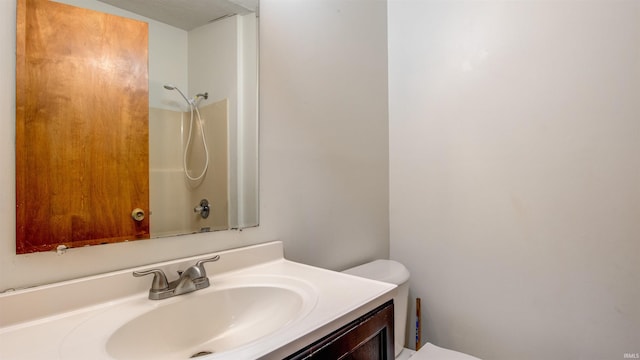 full bathroom with vanity, toilet, and shower / bath combination