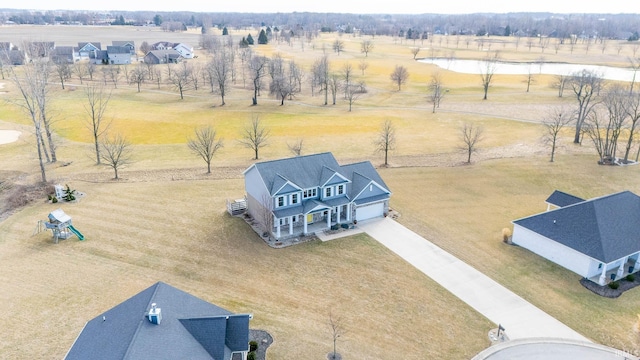 drone / aerial view with a rural view